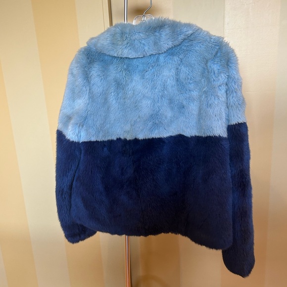 Alice + Olivia Colorblock Pattern Faux Fur Jacket EUC Size S - Picture 2 of 5